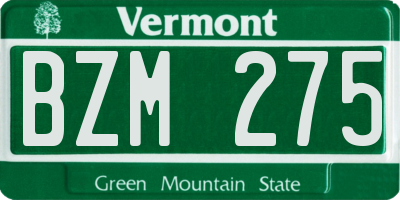 VT license plate BZM275