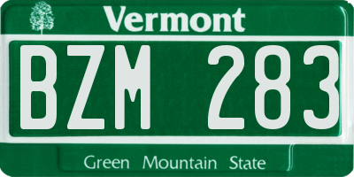 VT license plate BZM283
