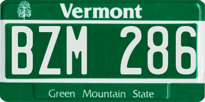 VT license plate BZM286