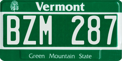 VT license plate BZM287