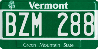 VT license plate BZM288