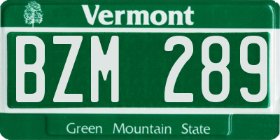 VT license plate BZM289