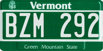 VT license plate BZM292