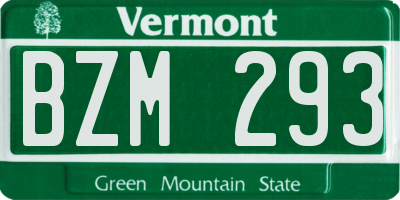 VT license plate BZM293