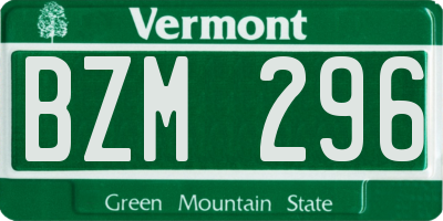VT license plate BZM296