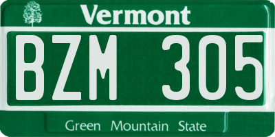 VT license plate BZM305