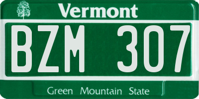 VT license plate BZM307