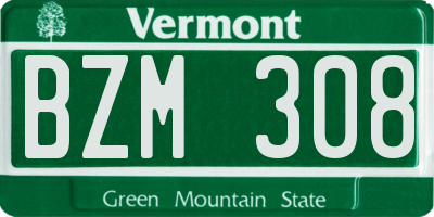 VT license plate BZM308