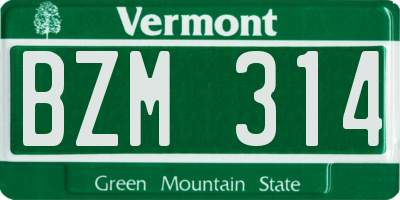 VT license plate BZM314