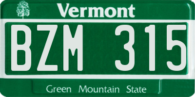VT license plate BZM315