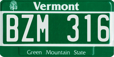 VT license plate BZM316