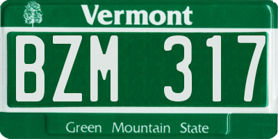 VT license plate BZM317