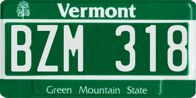 VT license plate BZM318