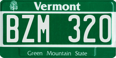 VT license plate BZM320