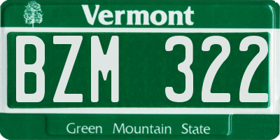 VT license plate BZM322