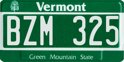 VT license plate BZM325