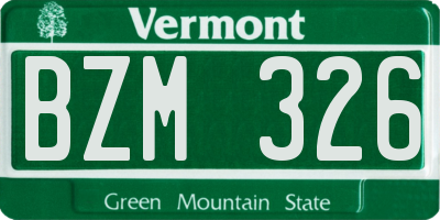 VT license plate BZM326
