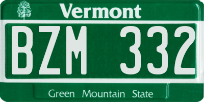 VT license plate BZM332