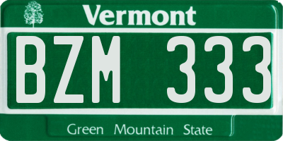 VT license plate BZM333