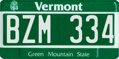 VT license plate BZM334