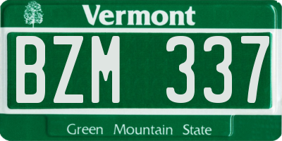 VT license plate BZM337