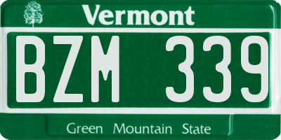 VT license plate BZM339