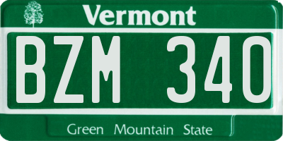 VT license plate BZM340