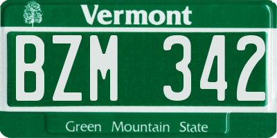 VT license plate BZM342
