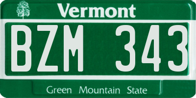VT license plate BZM343