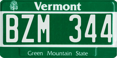 VT license plate BZM344