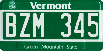VT license plate BZM345