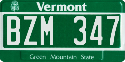 VT license plate BZM347