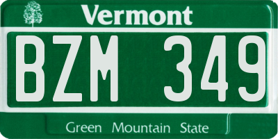 VT license plate BZM349