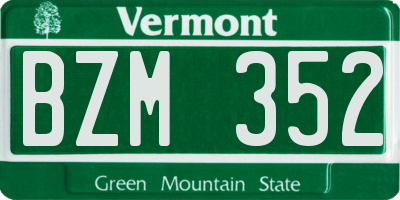 VT license plate BZM352