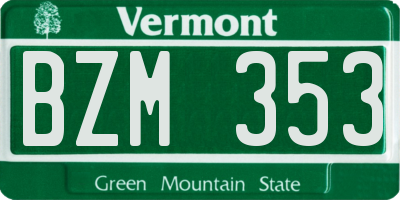 VT license plate BZM353