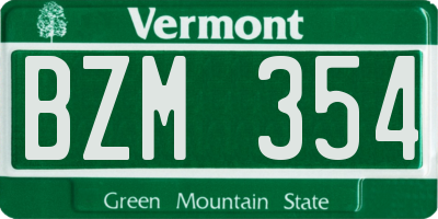 VT license plate BZM354