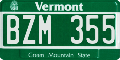 VT license plate BZM355