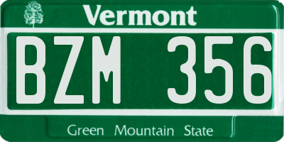 VT license plate BZM356