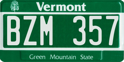 VT license plate BZM357