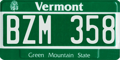 VT license plate BZM358