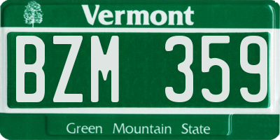 VT license plate BZM359