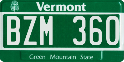 VT license plate BZM360