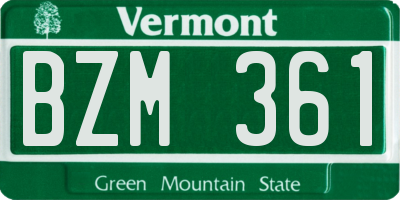 VT license plate BZM361