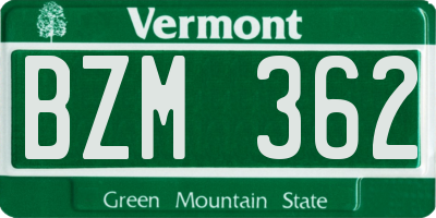 VT license plate BZM362