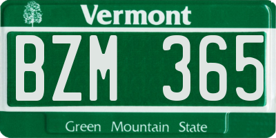 VT license plate BZM365