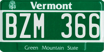 VT license plate BZM366