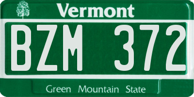 VT license plate BZM372