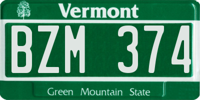 VT license plate BZM374