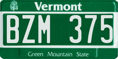 VT license plate BZM375