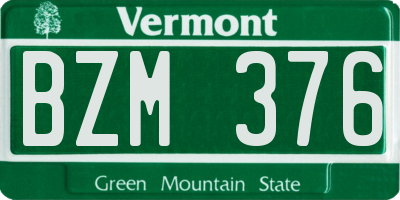 VT license plate BZM376